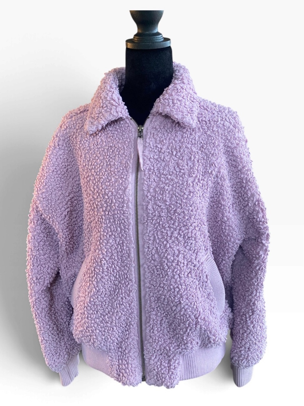 Universal Thread Womens S Lavender Sherpa Bomber Jacket Teddy Faux Fur Purple